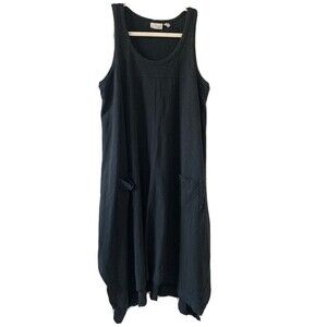 LOGO by Lori Goldstein Womens Size Small Black Stretch Asymmetrical Midi Dress